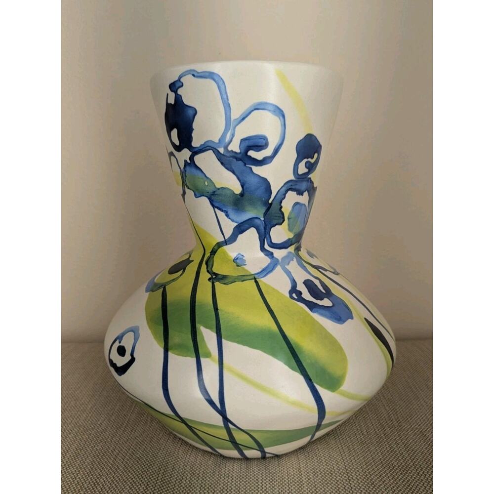 Anthropologie Vase "A Sunday Painter" Bernice Kelly Layla Green Blue Abstract
